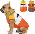 azuza Dog Jacket for Medium Dogs Waterproof Dog Coat with Reflective Strips and Harness Built in Warm Fleece Dogs Winter Coat Windproof with Back Zipper, Orange XL