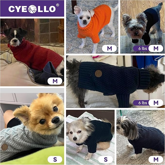 cyeollo Dog Sweater Pullover Turtleneck for Dogs, Classic Knitwear Fall Winter Cold Weather Doggie Clothes Warm Pet Apparel Small Medium Large Dog Sweaters, Royal Blue S