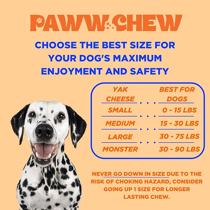 PAWW CHEW Yak Cheese Himalayan Dog Chews - All Natural Long Lasting Dog Treats, (Medium - 5 Pack) Odorless, High Protein Yak Chew, Great for Oral Health, Only 3 Ingredient Yak Bone for Power-Chewers