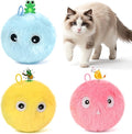 Chirping Cat Toy Balls-Upgraded 3-Pack Fluffy Interactive Kicker with 3 Lifelike Animal Sounds,Battery-Operated,Auto-Activated,Perfect for Indoor Kitty Kitten Exercise,Stimulates Play,Durable Design