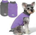 cyeollo 2 Pack Fleece Dog Sweater Pullover Dog Sweatshirt Reflective Lightweight Clothes for Small Dogs Girl Pet Apparel Purple, Grey, S