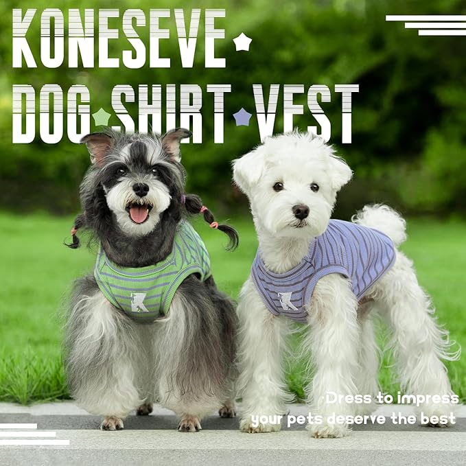 Koneseve Dog Shirt 2 Pack Breathable Sleeveless Vest, Stretchy & Soft, Purple & Vivid Green Size 3XL