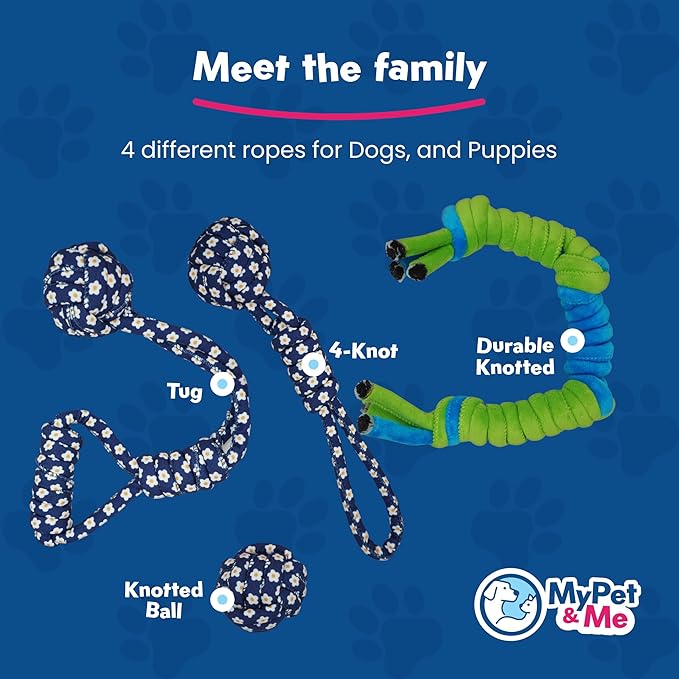 My Pet & Me – Durable Rope Dog Toy for Chewing, Tug of War, and Interactive Play – Perfect for Puppies and Active Dogs (2.7 Inch, Knotted Ball Dog Rope Toy)