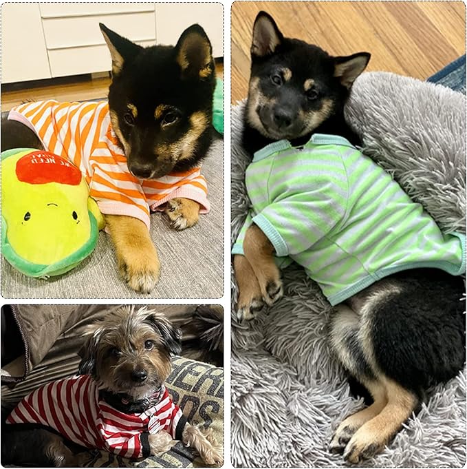 Geyoga 6 Pieces Dog Striped T-Shirt Cotton Breathable Pet Apparel Colorful Puppy Sweatshirt Clothes for Small to Medium Dogs Puppy(S)
