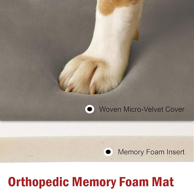Majestic Pet Orthopedic Memory Foam Dog Crate Mat - Plush Pet Bed Pad for Crates & Kennels | USA Crafted | 48"x30" Villa Vintage