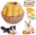Dog Frozen Treats Toy, Cognitive Dogs Brain Stimulation Puzzle Toys for Aggressive Chewers, Interactive Dispensing Toy Enrichment Keep Them Busy No-Boredom, Tough Nylon&Coffe Wood Fillable Dog Feeder