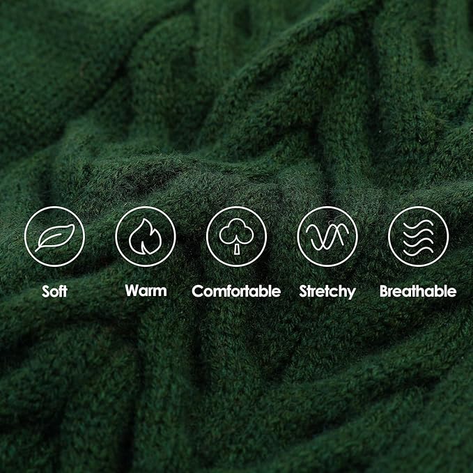 Dog Sweaters for Large Dogs Classic Turtleneck Dog Christmas Sweater Thick Warm Pullover Male Puppy Pet Stretch Knitwear Fall Winter Clothes with Leash Hole(Green, XL)