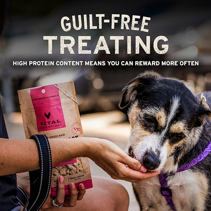 Vital Essentials Rabbit Bites Dog Treats, 2 oz | Freeze-Dried Raw | Single Protein | Premium Quality High Protein Training Treats | Grain Free, Gluten Free, Filler Free