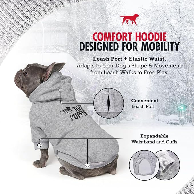Tuff Pupper Dog Hoodie | Premium Quality 100% Organic Cotton | Ultra Soft Interior for Superior Comfort | Elastic Cuffs & Drawstring for Warmth | Stretch Fit Suitable for All Breeds (Gray, L)
