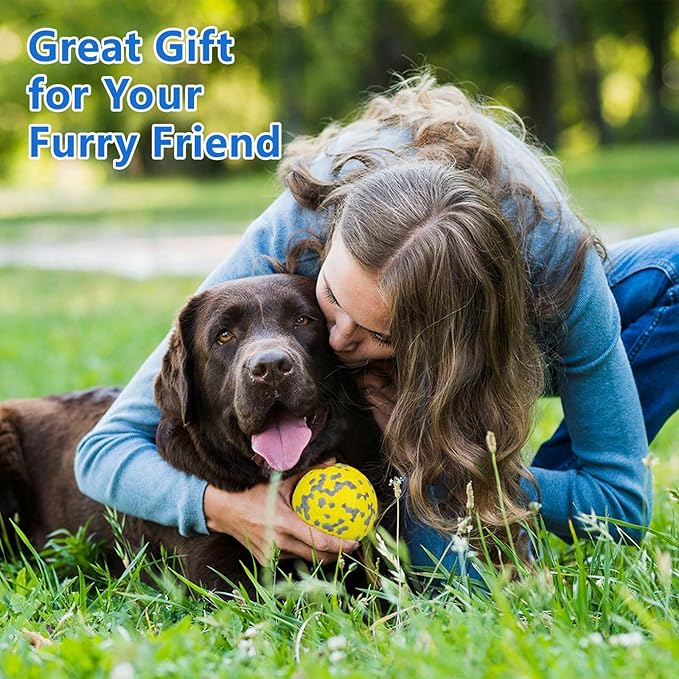2Pcs Super Bouncy Dog Balls, Fun Indestructible Tennis Balls for Aggressive Chewers, Durable Floating Fetch Toys for Medium and Large Dogs with Lifetime Replacement