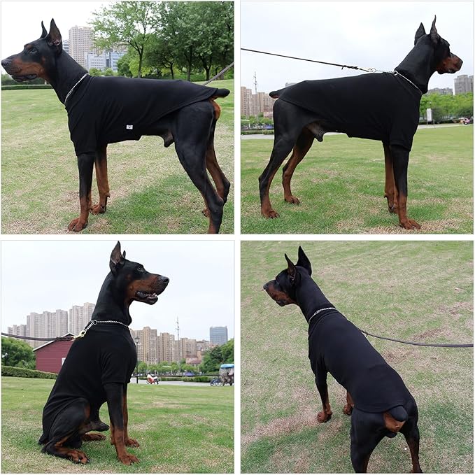 Lovelonglong Ribbed Dog T-Shirt Cotton Knitted Dog Sweaters for All Season Pet T-Shirts for Large Medium Small Dogs Black 3XL