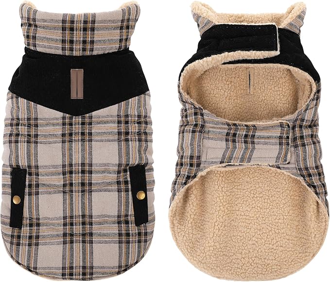 Dog Winter Jacket for Extra-Large Dogs, Pet Windproof Cold Weather Coats, Pets Clothes Snow Jacket, Golden Retriever, Labrador Retriever, Husky, Beige XL