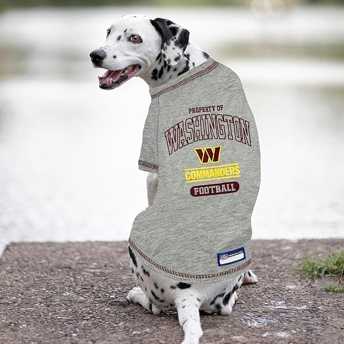 NFL Washington Commanders Dog T-Shirt Medium. - Licensed Shirt for Pets Team Colored with Team Logos- Premium Stretchable Materials for The Comfort of Your Dog & Cat