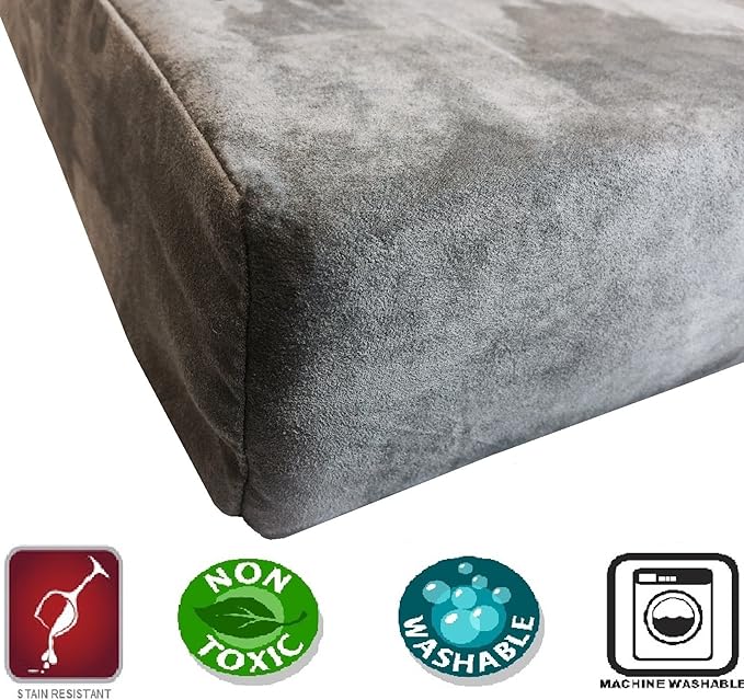 Dogbed4less Premium HeadRest Orthopedic Cool Memory Foam Dog Bed for Extra Large Dogs, Waterproof Lining and Grey Suede Cover, Jumbo 55X47 Inch