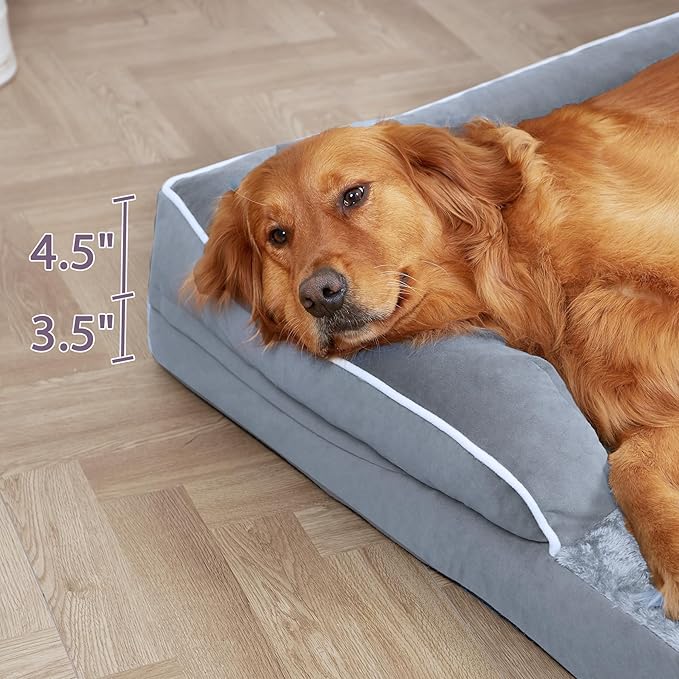 Orthopedic XXL Dog Beds, Waterproof Egg Crate Foam Big Pet Bed for All Breed Sized Dogs 53x42Inch, Washable Extra Large Dog Couch Bed with Removable Cover and Non-Slip Bottom, Grey