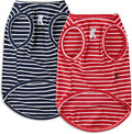 Koneseve Dog Shirt Vest Lightweight Stretchy Dog T-Shirts Soft Cool Shirts Sleeveless Stripe Vests Breathable Clothes for Puppy Kitty Cats Small Medium Large Dogs 2 Pack Red + Blue [ 2XL ]