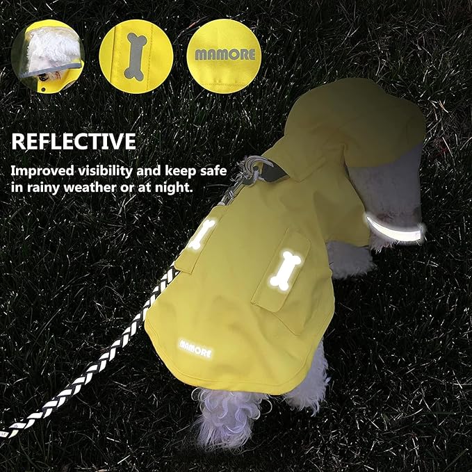 Dog Raincoat,Waterproof Rain Poncho with Hoodie, High Reflective Adjustable Pet Rain Jacket with Leash Hole for Small Medium and Large Dogs (Yellow Duck, Small)