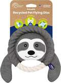 PAWSPIK Flying Disc Tug-of-War Toy, Eco-Friendly Recycled Material, Squeaker Toy for Medium and Large Dogs, for Throwing & Fetching 8.5" Diameter (Sleepy Sloth)