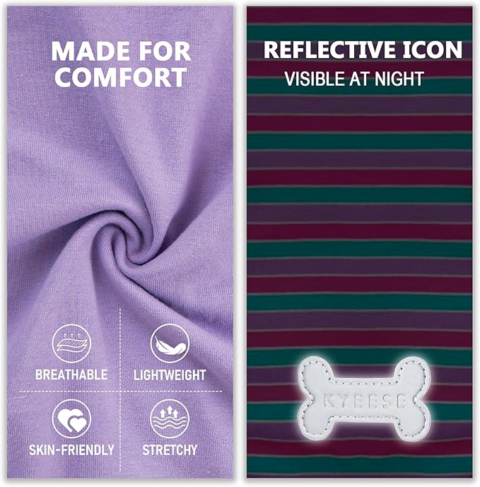 KYEESE 2Pack Dog Shirts Striped T Shirt Cotton Tank Top Soft Tee for Small Dogs Lightweight Clothes Sleeveless Dog Vest, Medium,Purple+Orange Striped