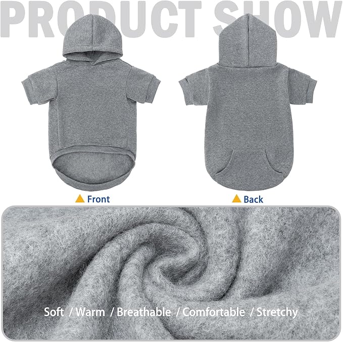 SCENEREAL Dog Hoodie Sweaters for Small Medium Large Size Dogs, Fleece Pet Sweatshirt with Hat and Pocket,Soft Cold Winter All Weather Puppy Clothes for S to XL Sized Dogs,Grey (S)