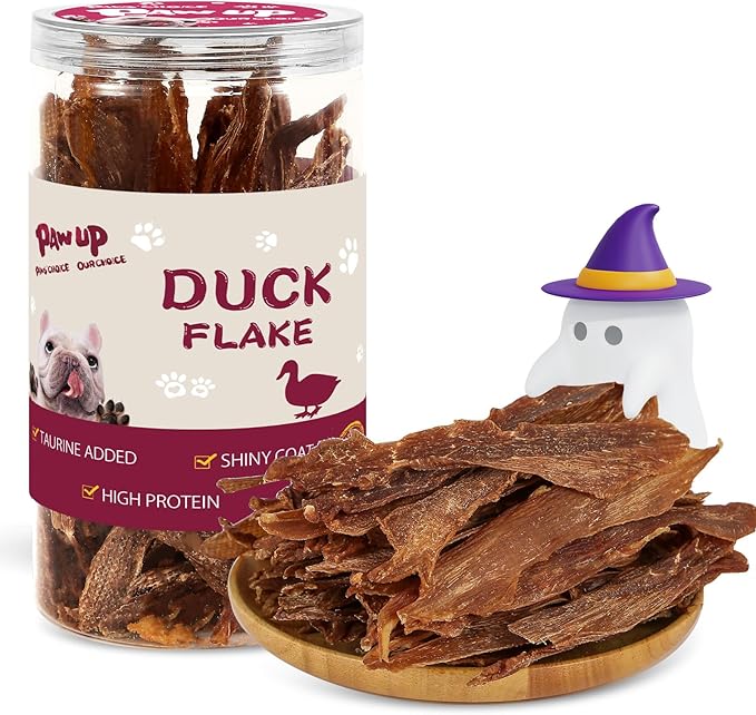 PAWUP Dog Treats Jerky Duck Crisp Flakes, 1% Taurine Added, 6oz (170g), Duck Jerky Chip Flakes, High Protein Dog Training Rewards, Rawhide-Free, Gluten-Free