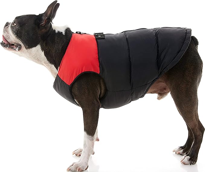 Gooby Padded Vest Dog Jacket - Red, X-Large - Warm Zip Up Vest Fleece Jacket with Dual D Ring Leash Water Resistant for Small to Medium Dogs