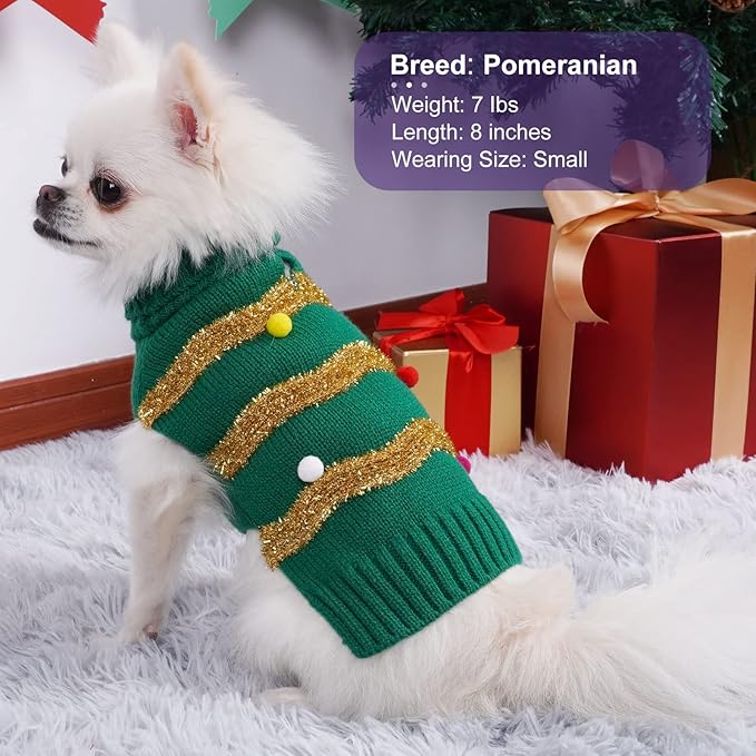 Cyeollo Christmas Sweater for Large Dogs - Warm Turtleneck Xmas Outfit with Leash Hole - Holiday Dog Clothes XXXL