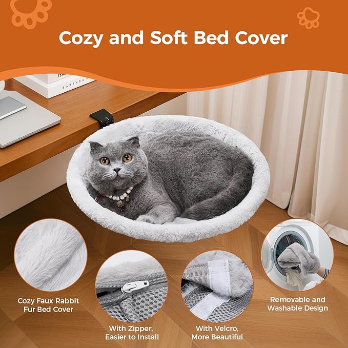 Cat Desk Bed for Remote Workers, Gamers, and Office Staff - 90° Foldable, Quality Sturdy Desk cat Bed for Indoor Cats, Comfortable Cat Bed for Desk use, Supports up to 40lbs