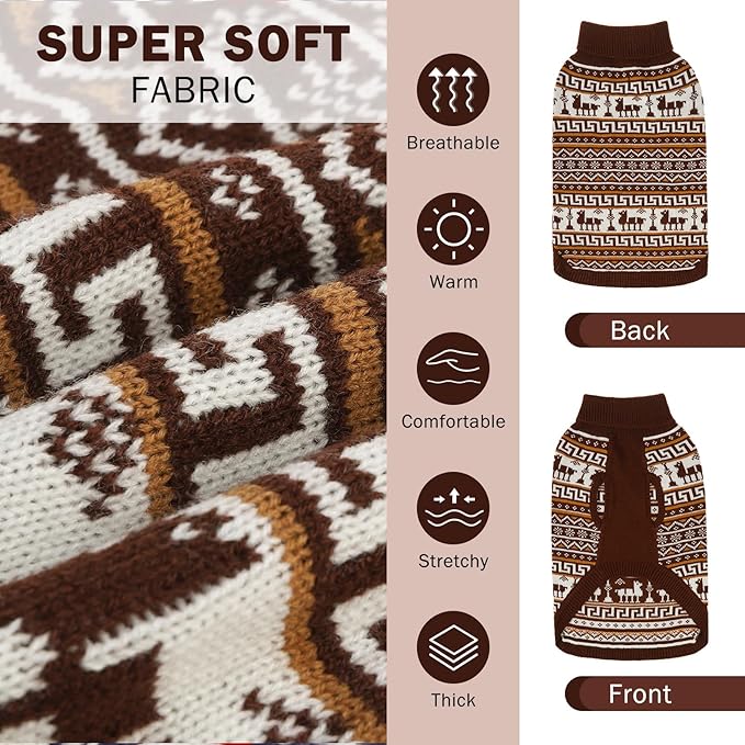 SCENEREAL Turtleneck Dog Sweater for Small Medium Large Dogs Girls Boys, Knit Pet Pullover Puppy Clothes Cold Weather Coats, Holiday Outfits Sweatshirt for Christmas, Khaki M