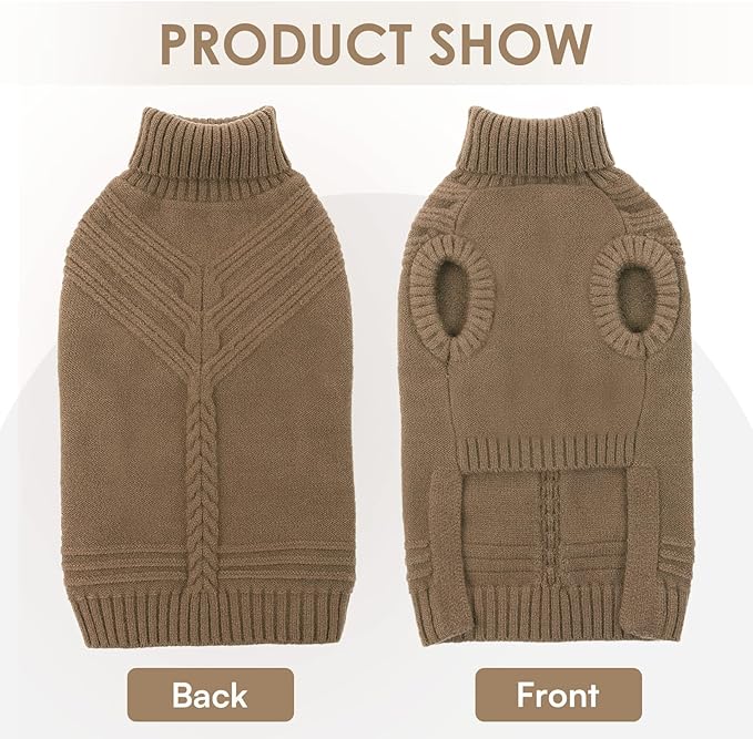 Dog Sweaters for Medium Dogs Male Female Pet Knitwear Classic Puppy Warm Pullover Turtleneck Cold Weather Clothes for Schnauzer(Brown, M)