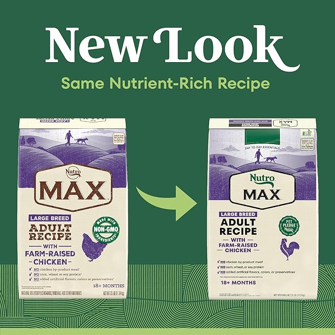 Nutro Max Adult Large Breed Dry Dog Food with Farm-Raised Chicken, 25 lb. Bag