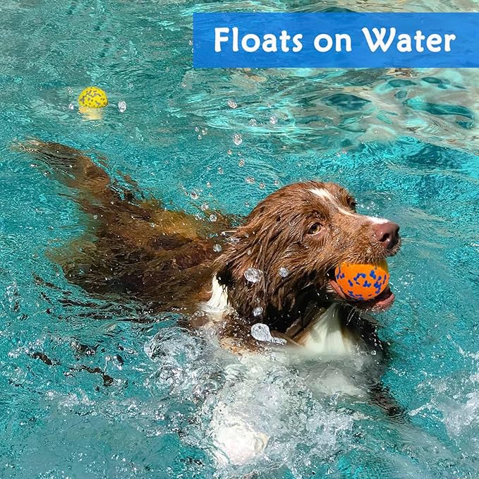 2Pcs Super Bouncy Dog Balls, Fun Indestructible Tennis Balls for Aggressive Chewers, Durable Floating Fetch Toys for Medium and Large Dogs with Lifetime Replacement