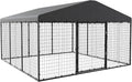 Large Dog Kennel with Roof, Outdoor Heavy Dog Cage for Big Dogs, 118x118x70.9 Galvanized Dog Fence Pen with Double Secure Locks，Weatherproof ，for Large Dogs