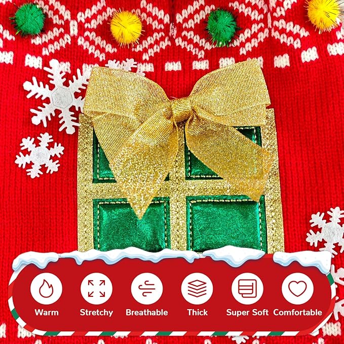 PETCARE Dog Christmas Sweater Clothes Cute Red Present Snowflake Xmas Dogs Costume Warm Knitted Puppy Sweaters Vest Christmas Dog Clothes Outfit for Small Medium Large Dogs Cats Pet Pullover