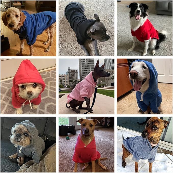 KOOLTAIL Basic Dog Hoodie - Soft and Warm Dog Hoodie Sweater with Leash Hole and Pocket, Dog Winter Coat, Cold Weather Clothes Sweatshirt for Small Medium Large Dogs Puppy Cat Boys Girls Black M