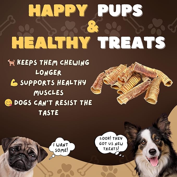 Woofley's Beef Trachea - (6 Inch 100 Pack) - Trachea Treats for Dogs - Natural Source of Glucosamine and Chondrotin for Joint Health - 100% Natural Beef Windpipe for Dogs