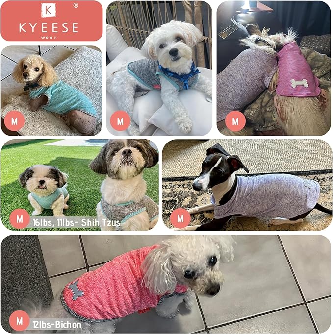 KYEESE 2 Pack Dog Shirts Quick Dry Soft Stretchy Pet T-Shirts with Reflective Label Tank Top Sleeveless Vest Sun Protection Dog Clothes for Small Medium Dogs, Medium, Grey+Blue