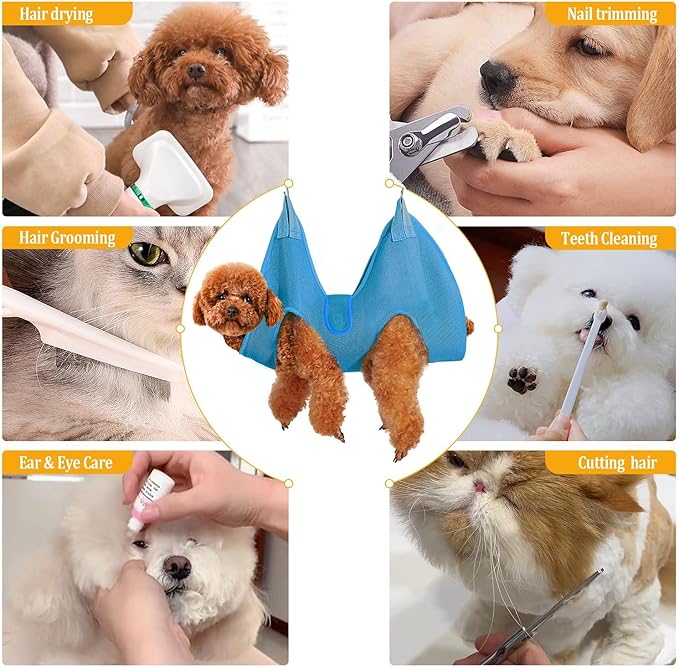 JIURUN Dog Grooming Hammock for Nail Trimming, Dog Grooming Hammock(S), Dog Sling for Nail Trimming, Hanging Harness Holder for Nail Clipping, Pet Comb Bat Costume Wings for Cats Dogs