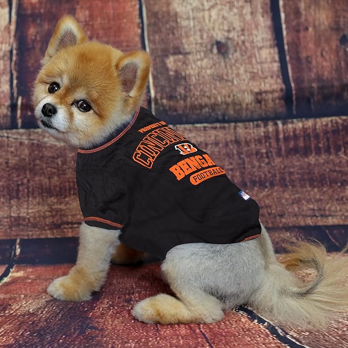 NFL Cincinnati Bengals Dog T-shirt Small. - Licensed Shirt for Pets Team Colored with Team Logos- Premium Stretchable Materials for the comfort of your Dog & Cat