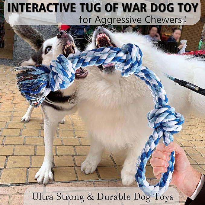 Dog Rope Toys, Indestructible Dog Toy, Dog Chew Toys for Aggressive Chewers, Tough Puppy Teething Chew Toys for Boredom, Dental Cleaning Tug of War Dog Toy, Great for Small to Large Breed