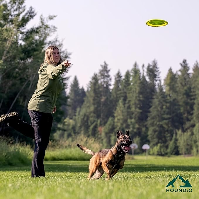 Playology Hound2O Dog Toys | Reflective Flyer Toy Frisbee for Dogs | Green Outdoor Toy - Easy to Clean and Made from Non Toxic Materials
