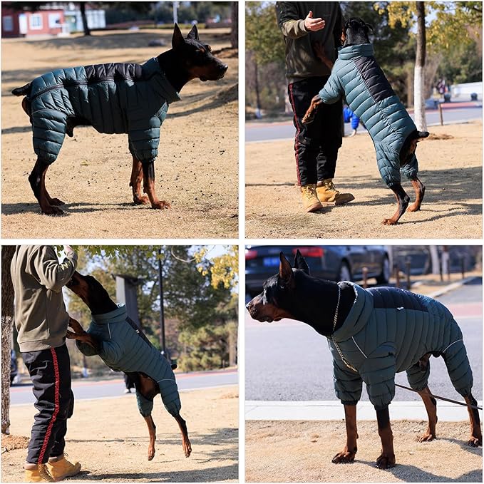 ArmyGreen Dog Coat - Reflective Warm Vest for Small, Medium, Large Dogs, Waterproof, Windproof, Zippered, Adjustable XXL