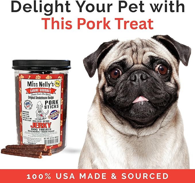 Miss Nelly's Canine Gourmet - Naturally Smoked, USA Made and Sourced - Jerky Dog Treats - Sticks