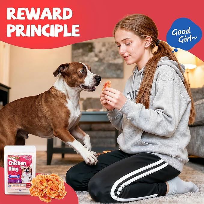 Dog Treats Chicken Jerky Rings High Protein Taurine-Rich Perfect for Chewing Training Rewarding Small, Medium, and Large Dogs,14.11 Oz
