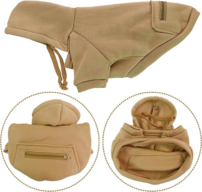 Jecikelon Pet Dog Cold Weather Coat with Pocket Winter Dog Hoodie Warm Puppy Clothes for Small Dogs Chihuahua Clothing (Khaki, X-Small)