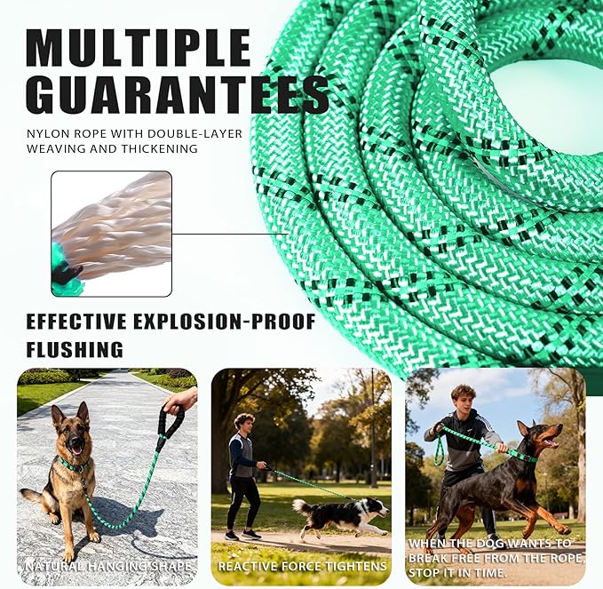 Nylon Dog Leash for Medium Large Dogs, 5-FTReflective Heavy Duty Leash with Comfortable Handle & Poop Bag Dispenser Ring, 1/2 Inch Wide, Secure Reinforcement for Walking (Teal Blue, L)
