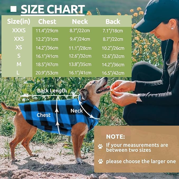 KAMA BRIDAL 3 Pack Spring Autumn Winter Coat Pullover Fleece Vest for Cats Small and Medium Dogs - Thin Sweater Blue Green Black Plaid (XXXS)