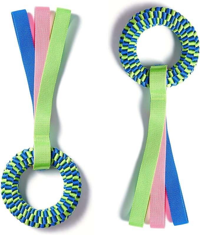 2 Pack Aggressive Chewer Dog Toys - Tug of War & Teeth Cleaning - Medium & Large Dogs