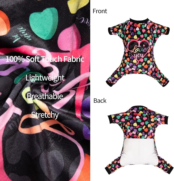 CuteBone Small Dogs Valentines Outfit Soft Puppy Onesies Pjs Dog Pajamas Pet Coat Cat Apparel Comfy Doggie Jumpsuit Bodysuit for All Seasons P272XS