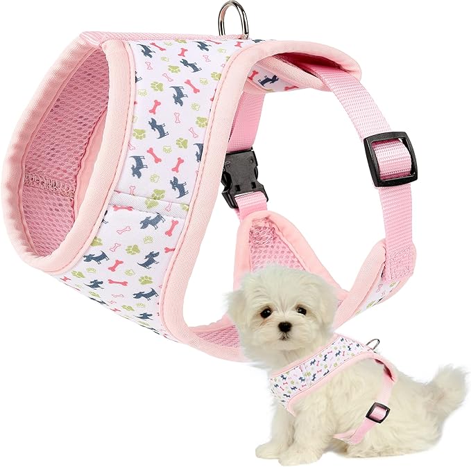Mile High Life Step in Dog Harness for Small Dogs No Pull, Easy Get on Air Mesh Vest Harness, Adjustable Easy Closures Both Neck and Chest (Pink, L Chest 21.6"-43.2")